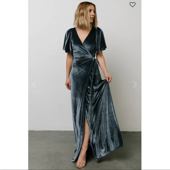 Baltic Born Dresses & Skirts - Baltic Born Meghan Velvet Wrap Maxi Dress Deep Blue Small